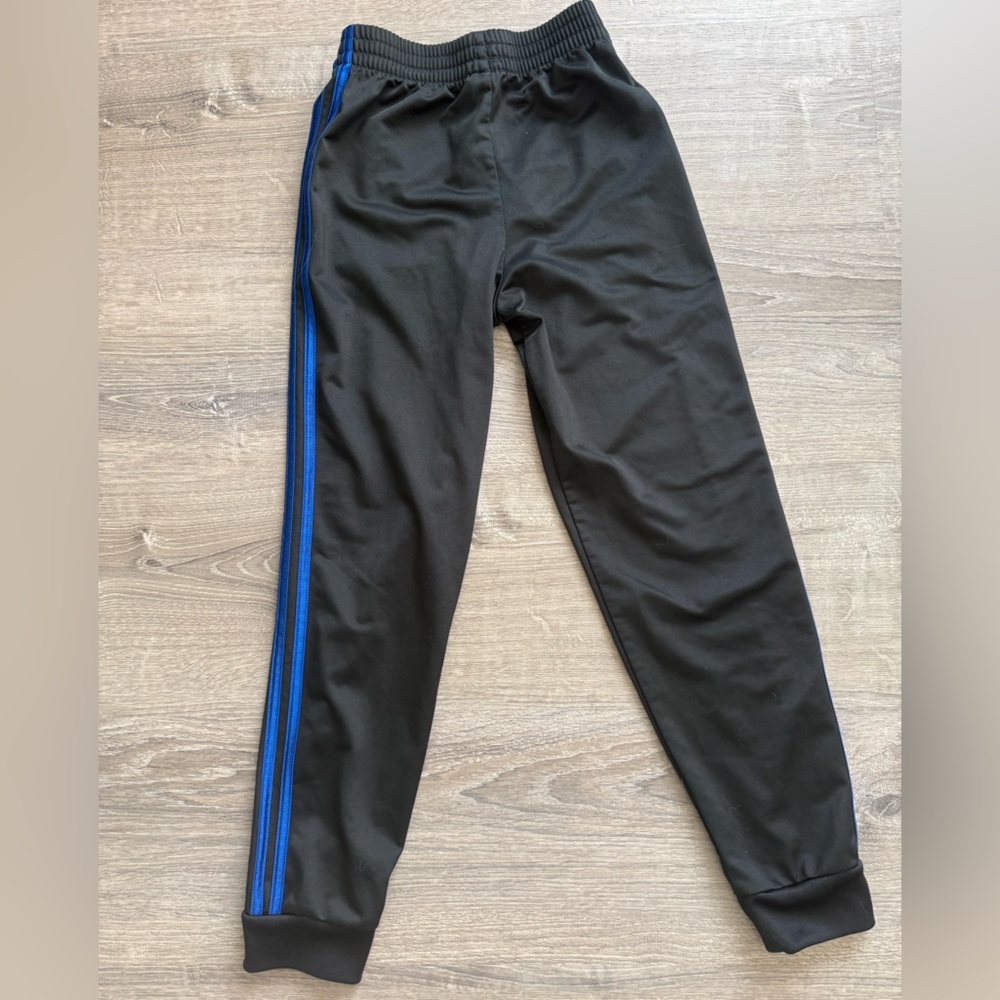 Adidas Boy’s Size M 10/12 Black Blue Joggers Athletic Pants VGUC - Picture 3 of 8